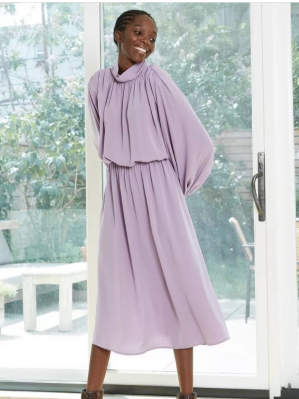 Prologue Soft Lavender Long-Sleeve Midi Dress